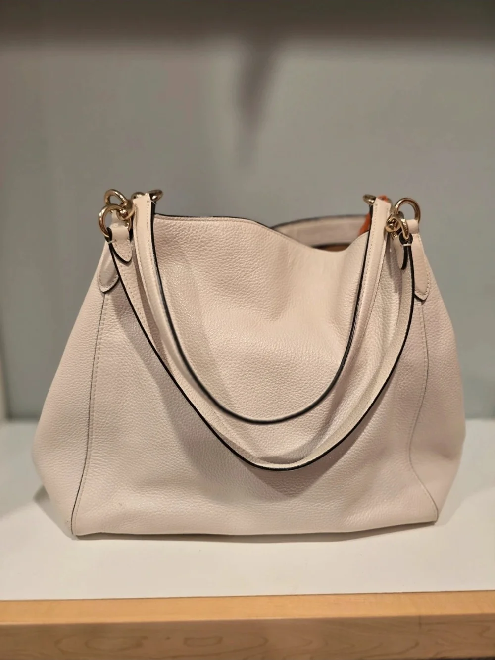 Coach Pebbled Leather Hobo Bag in Chalk